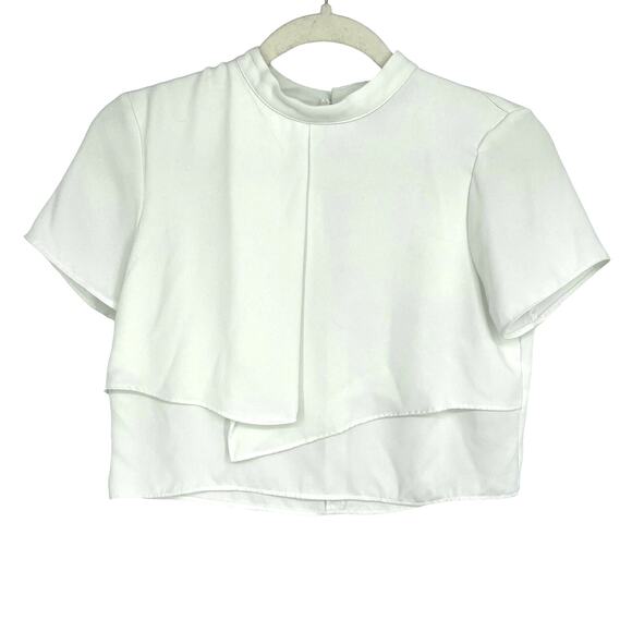 Zara Basic Draped Crepe Crop Top White Size XS - Picture 4 of 4